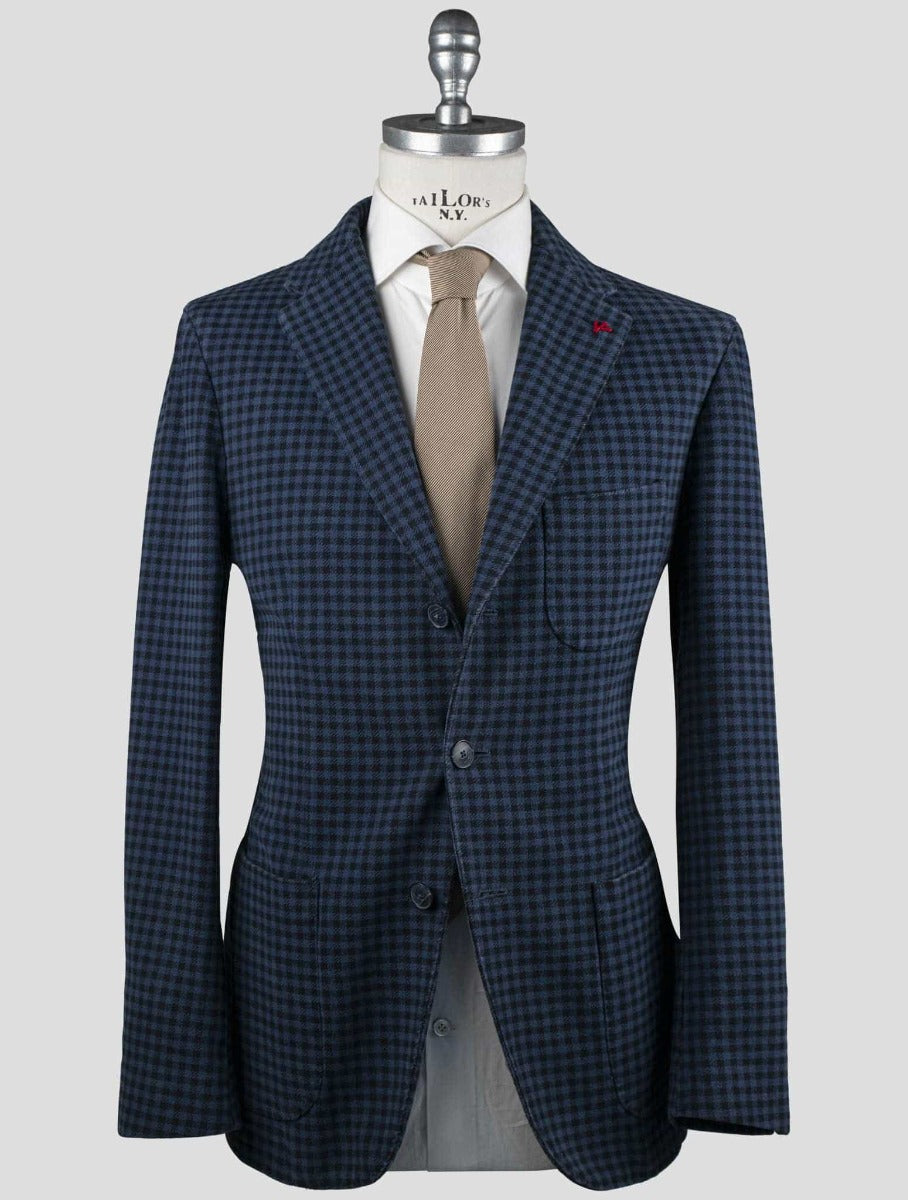 Isaia Blue Black Cotton Blazer 1