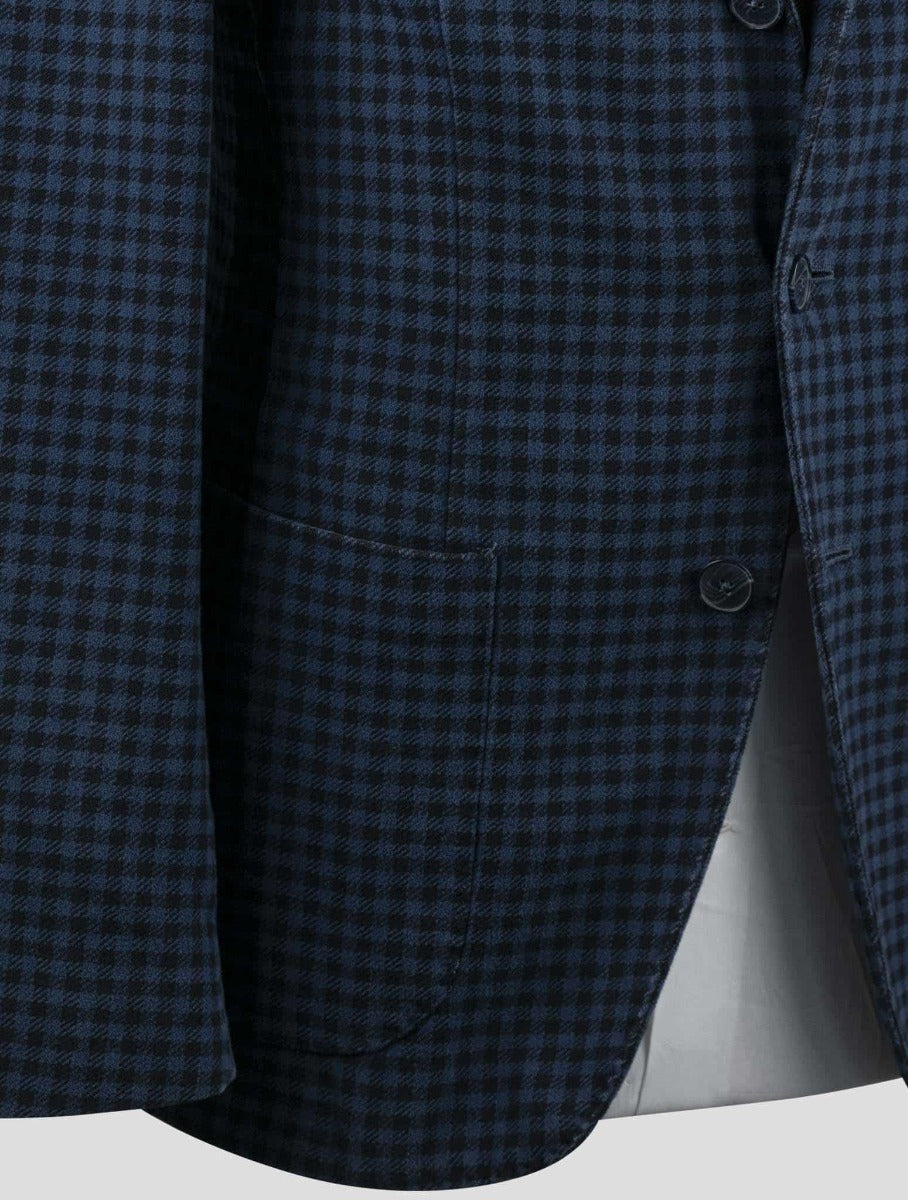 Isaia Blue Black Cotton Blazer 4