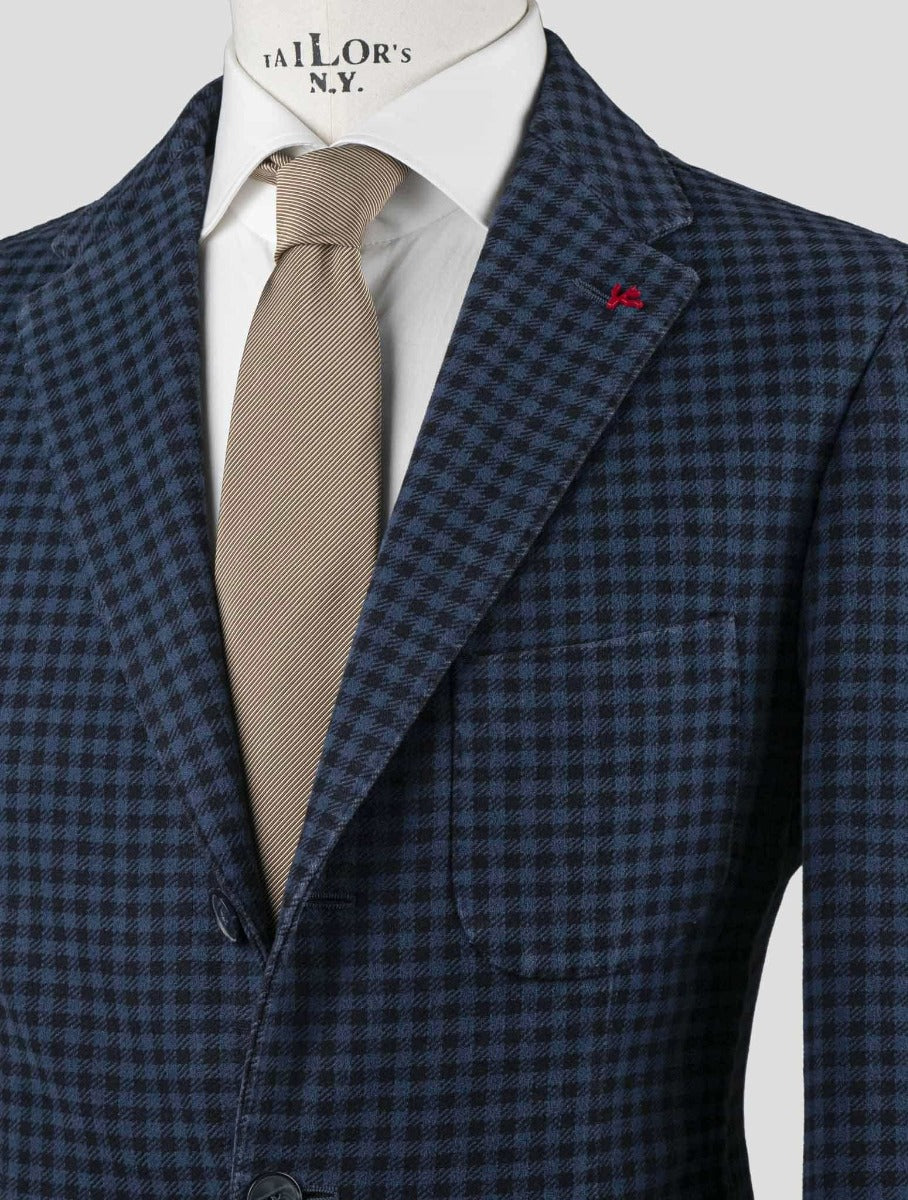 Isaia Blue Black Cotton Blazer 5