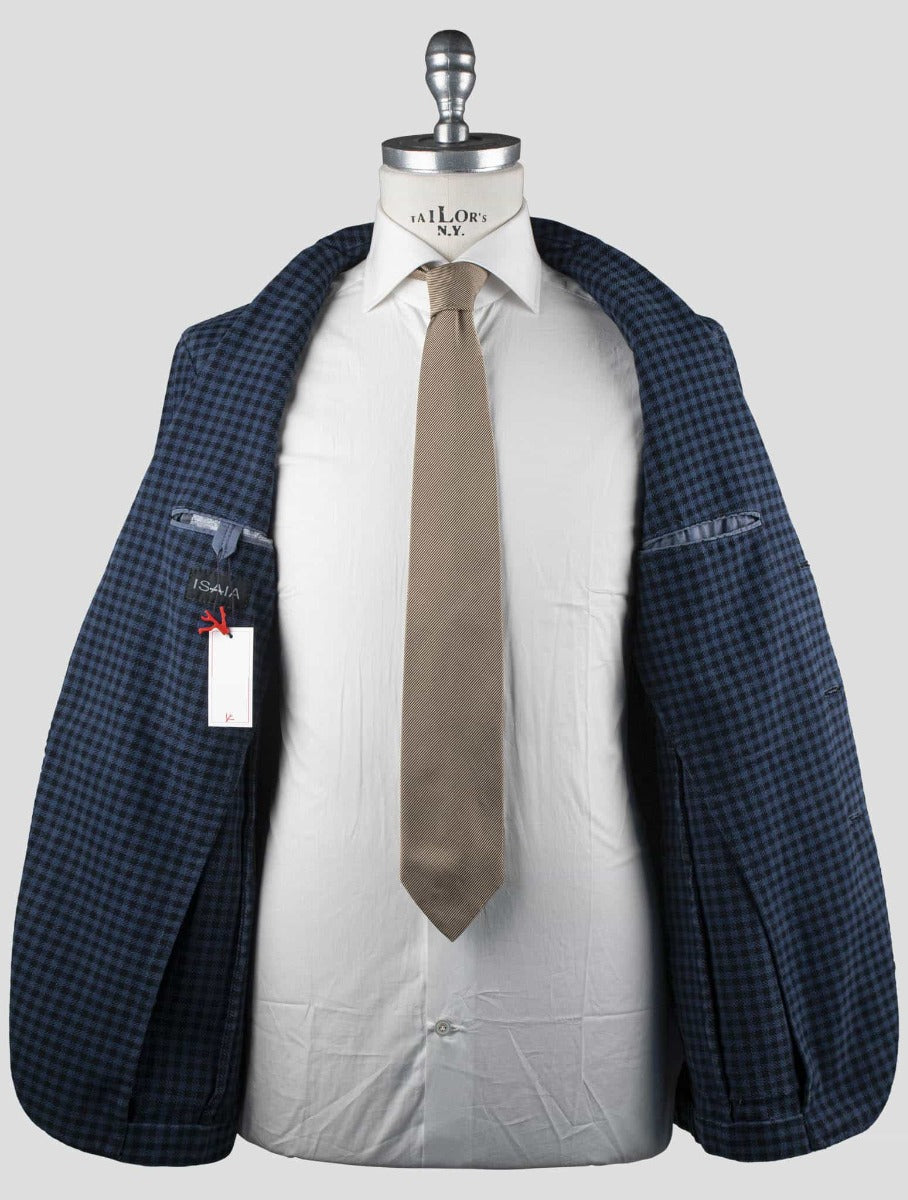 Isaia Blue Black Cotton Blazer 6