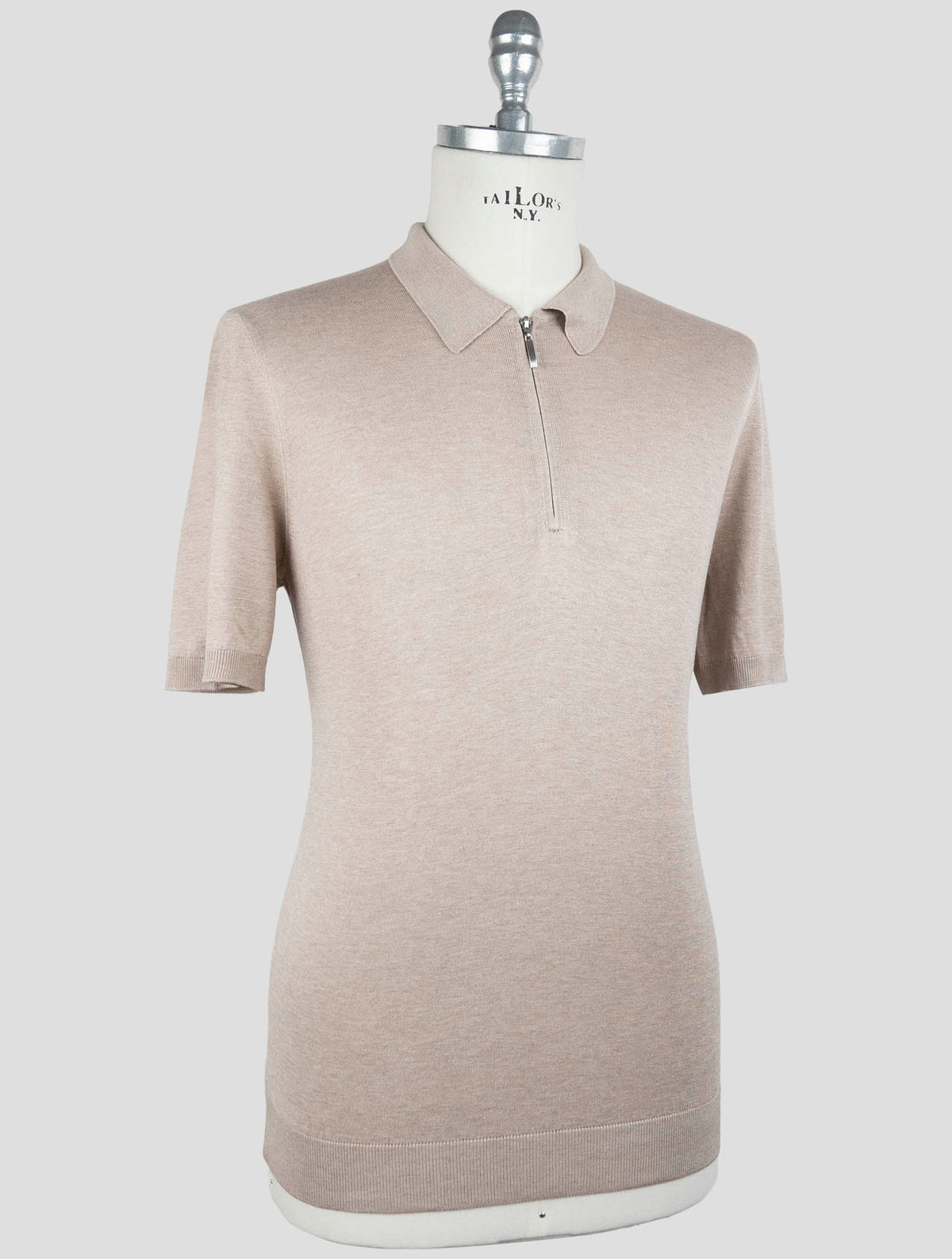 Gran Sasso Beige Silk Polo Half Zip 2
