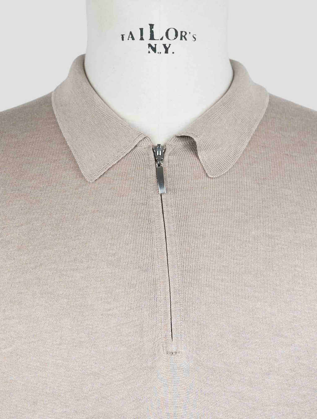 Gran Sasso Beige Silk Polo Half Zip 4