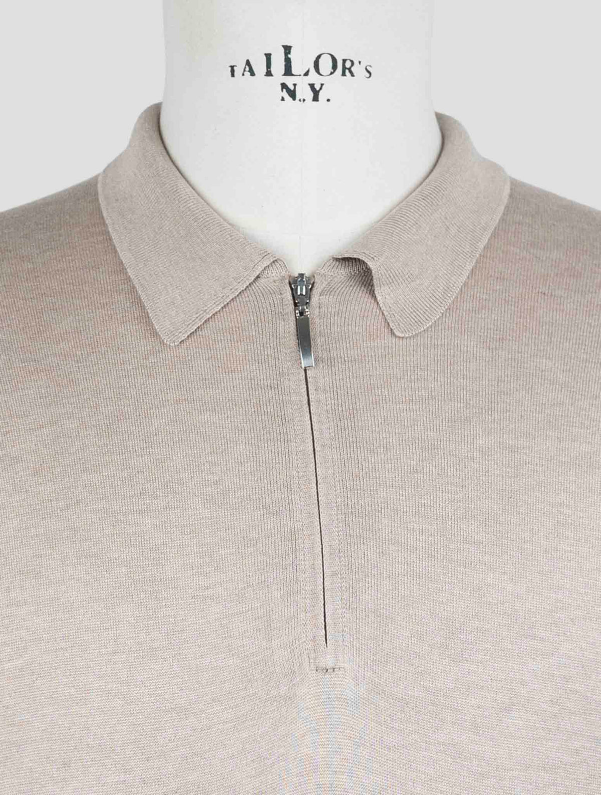 Gran Sasso Beige Silk Polo Half Zip 4