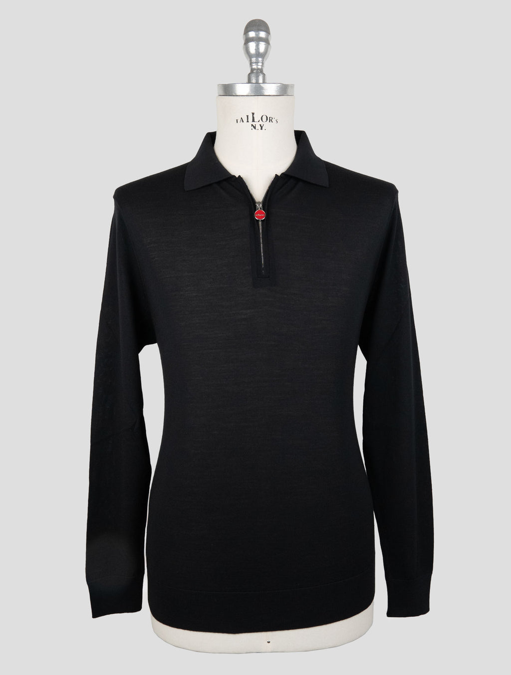 Kiton Black Wool 14 Micron Sweater Polo 1