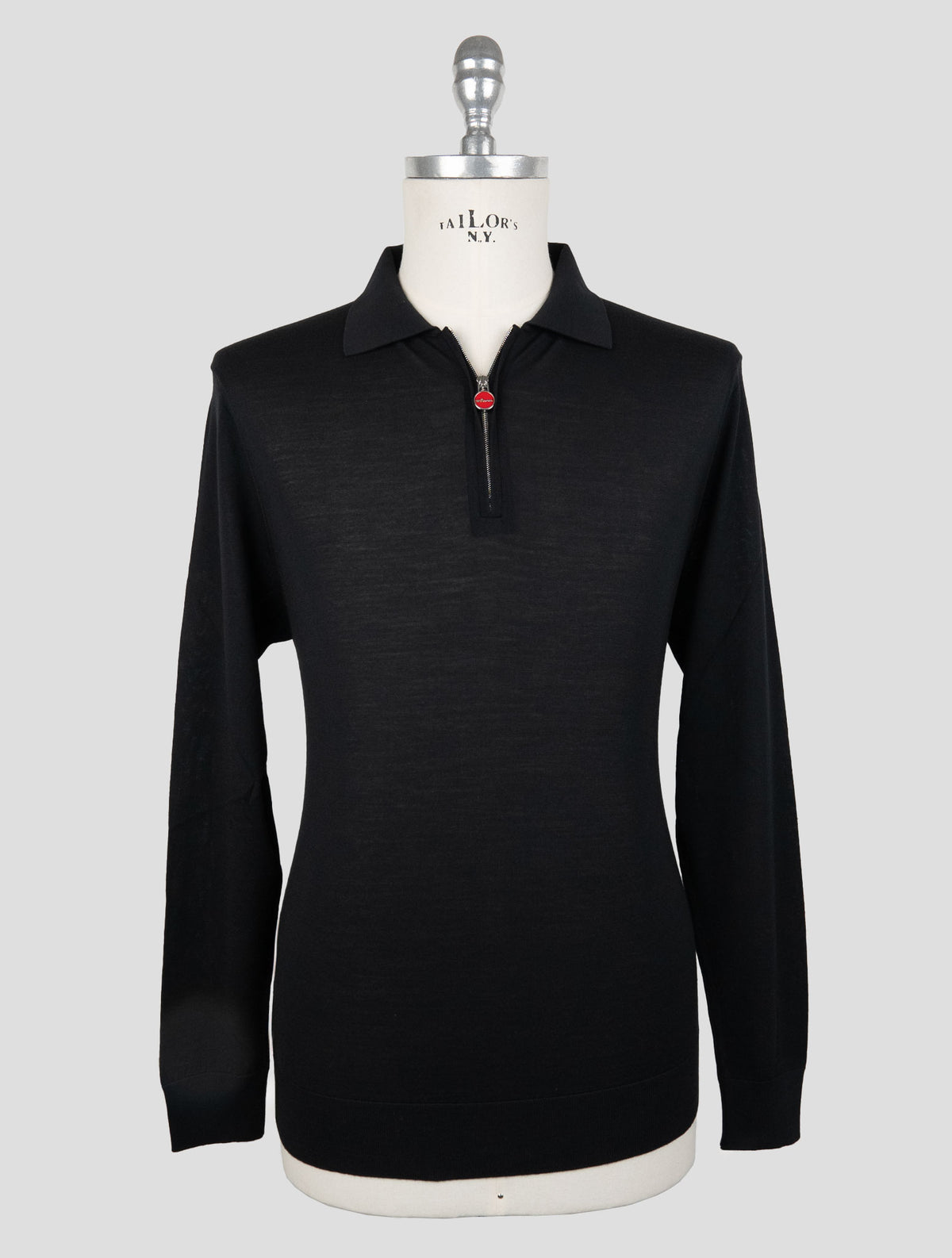 Kiton Black Wool 14 Micron Sweater Polo 1