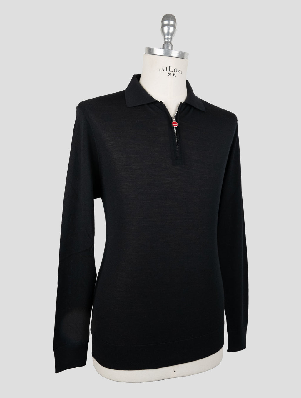 Kiton Black Wool 14 Micron Sweater Polo 2
