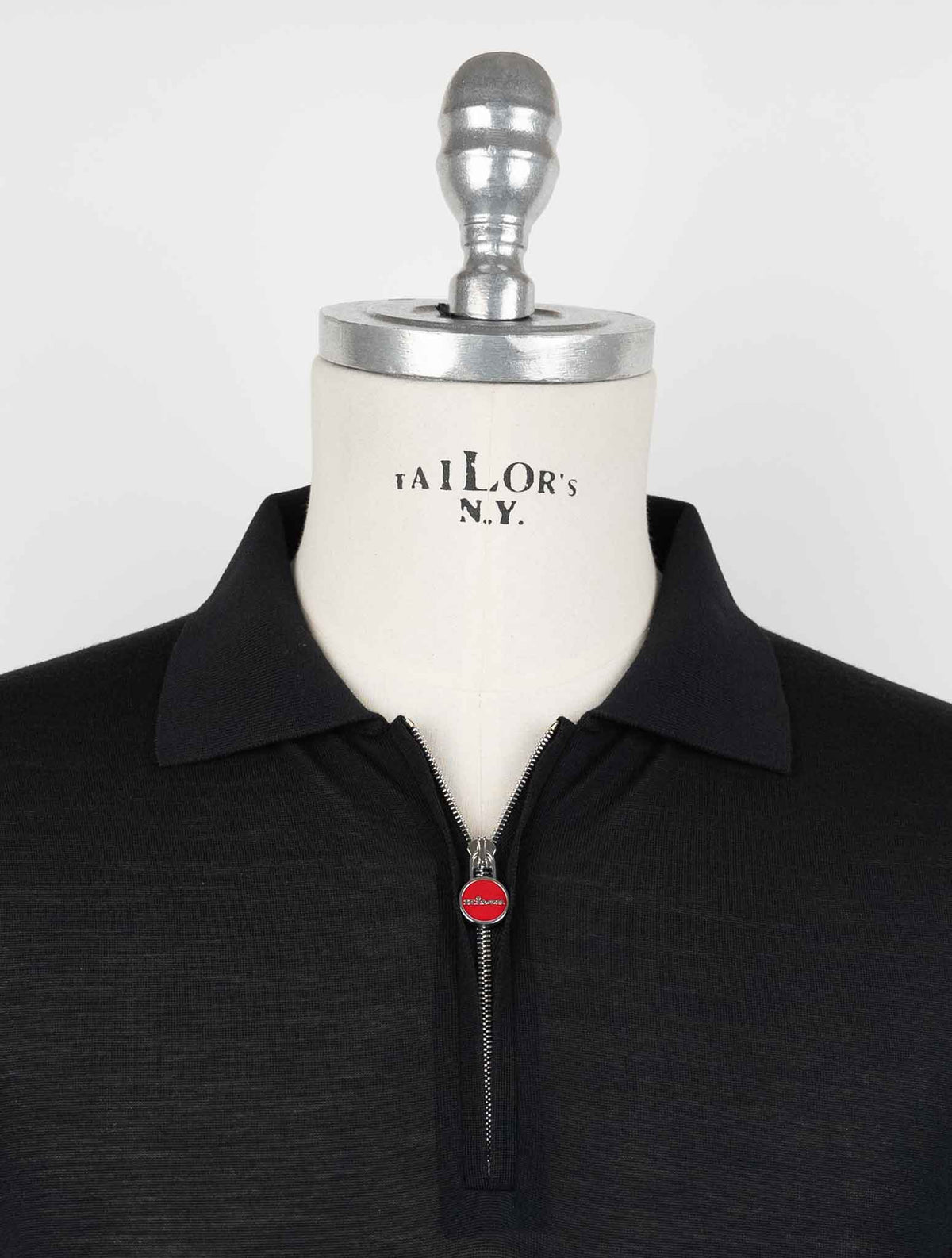 Kiton Black Wool 14 Micron Sweater Polo 4