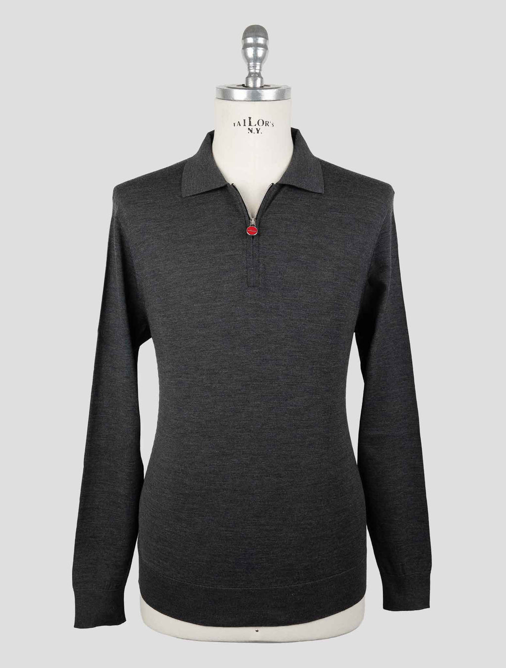 Kiton Gray Wool 14 Micron Sweater Polo 1