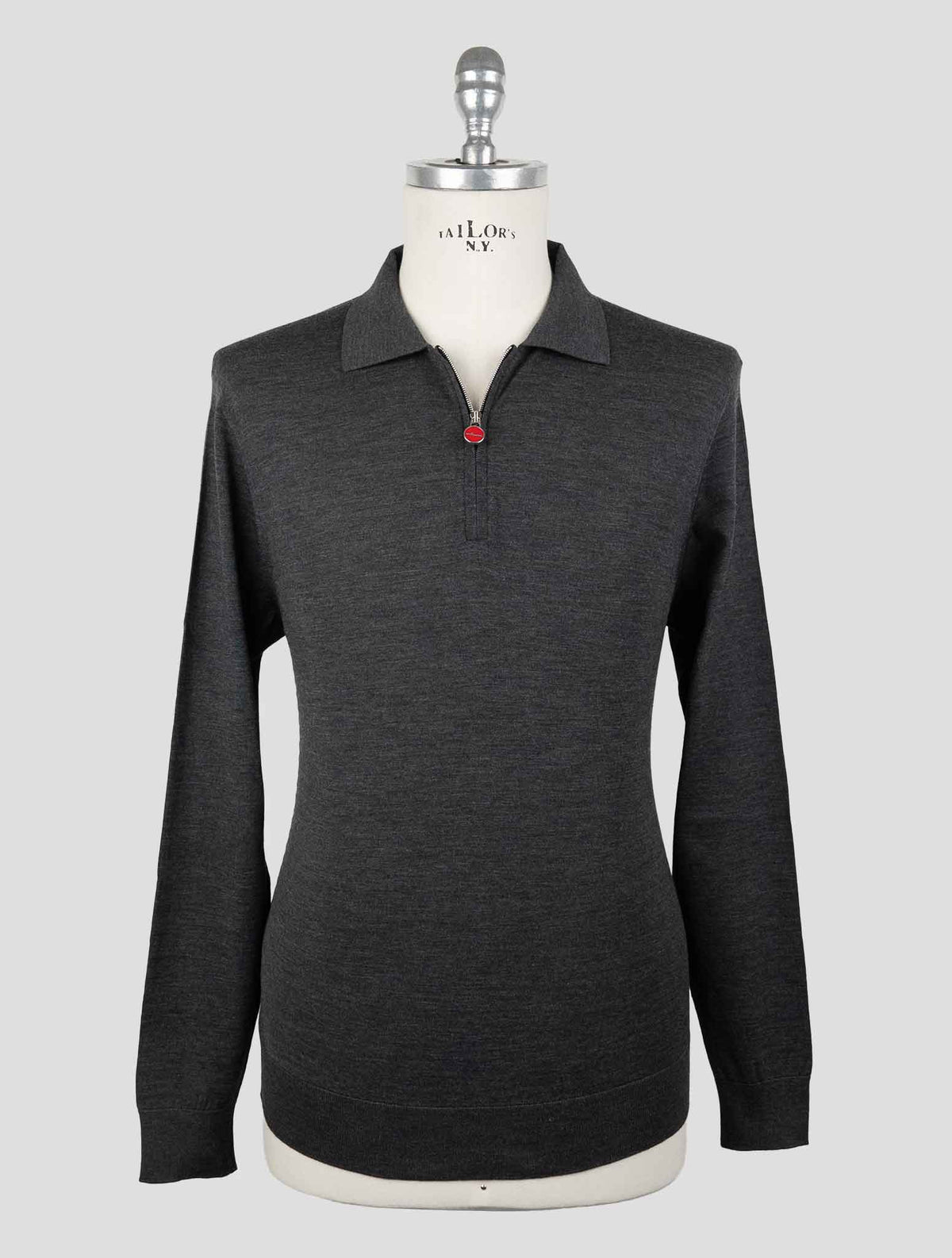 Kiton Gray Wool 14 Micron Sweater Polo 1