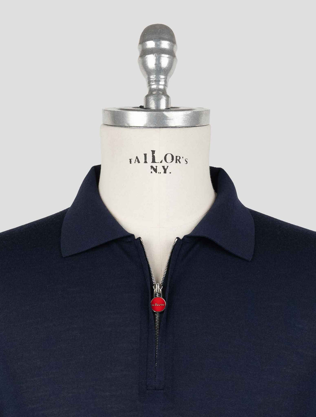 Kiton Blue Wool 14 Micron Sweater Polo 4