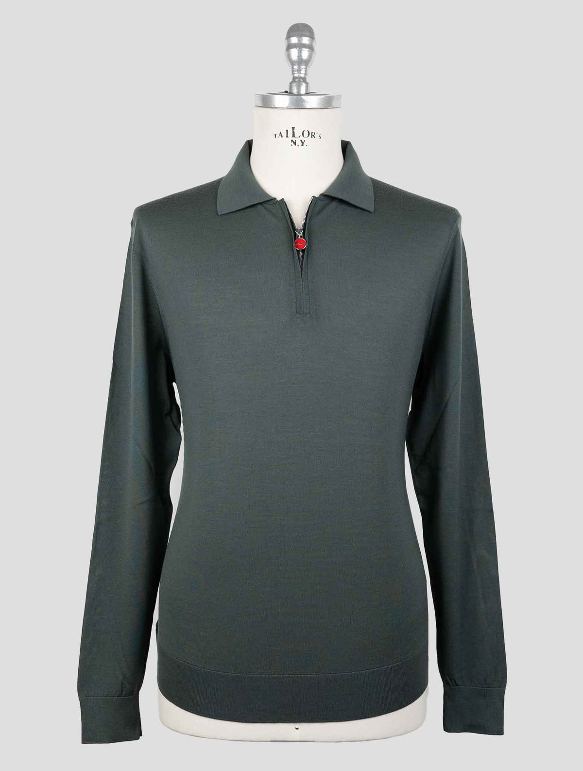 Kiton Green Wool 14 Micron Sweater Polo 1