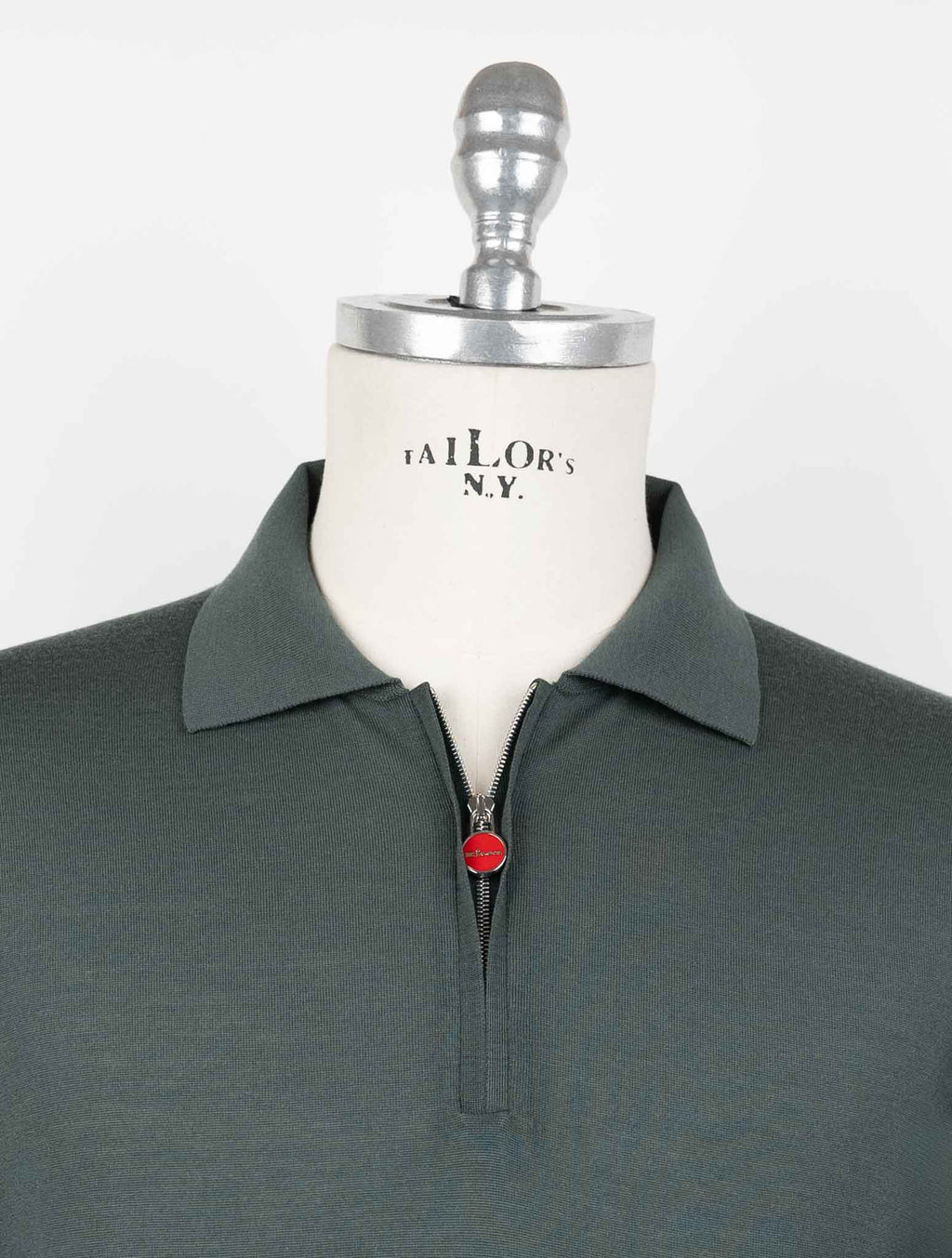 Kiton Green Wool 14 Micron Sweater Polo 4