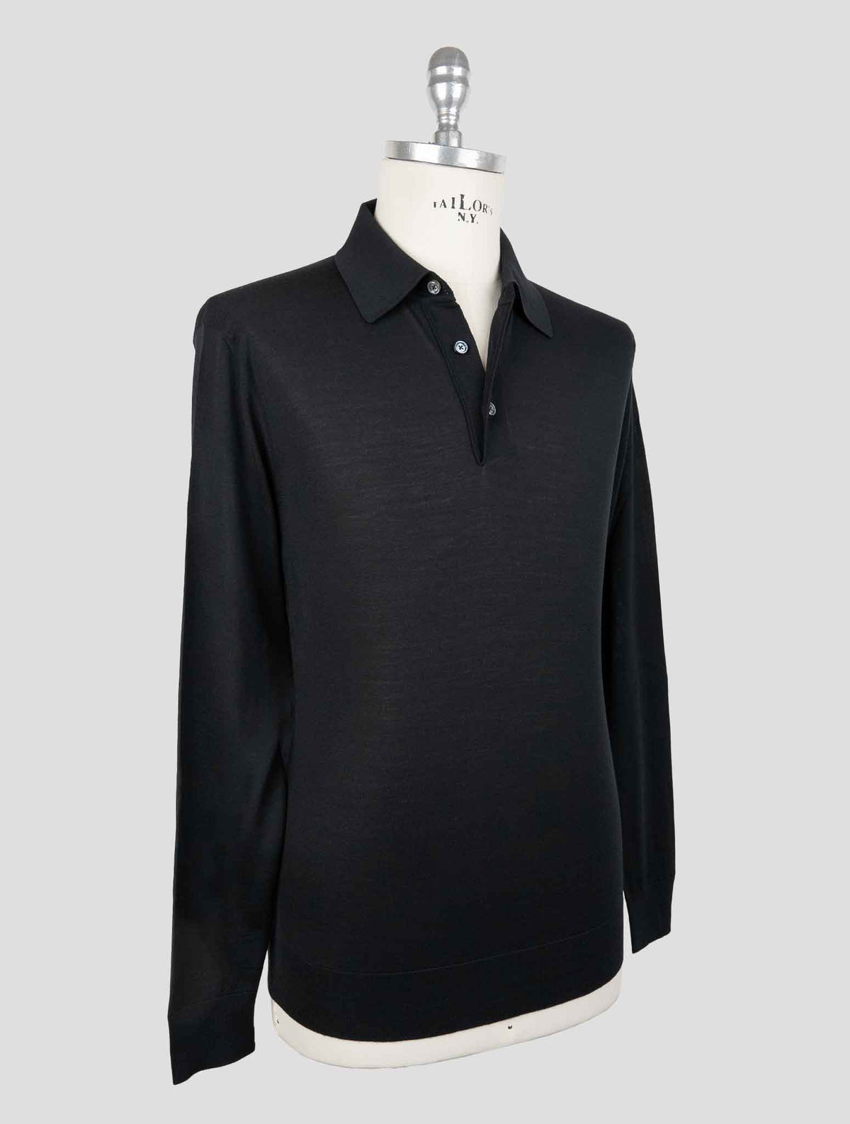 Kiton Black Wool 14 Micron Sweater Polo 2