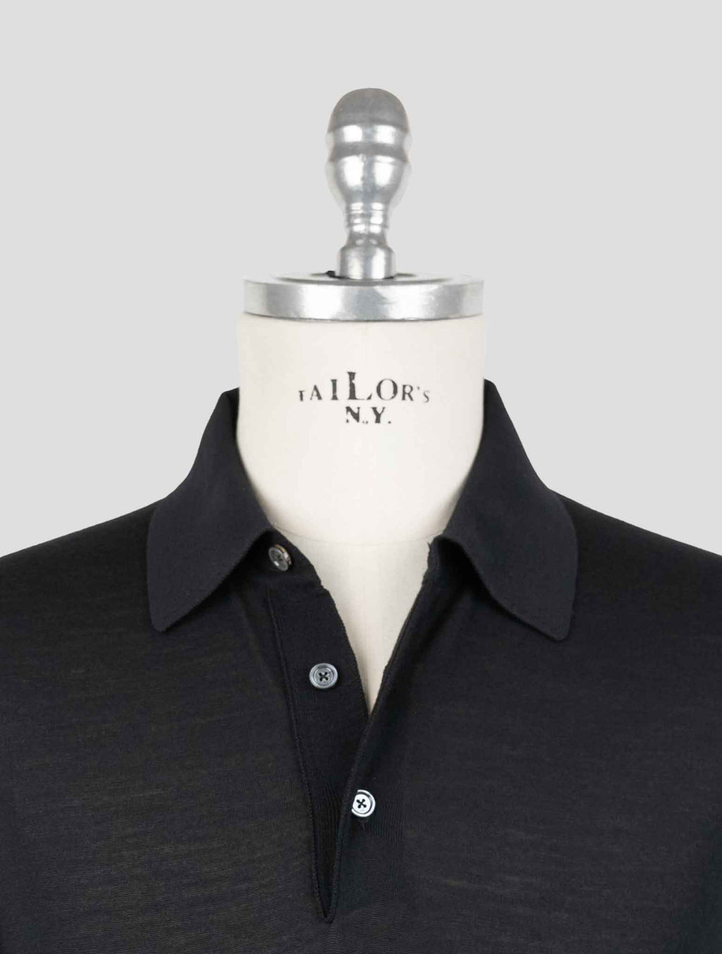 Kiton Black Wool 14 Micron Sweater Polo 4