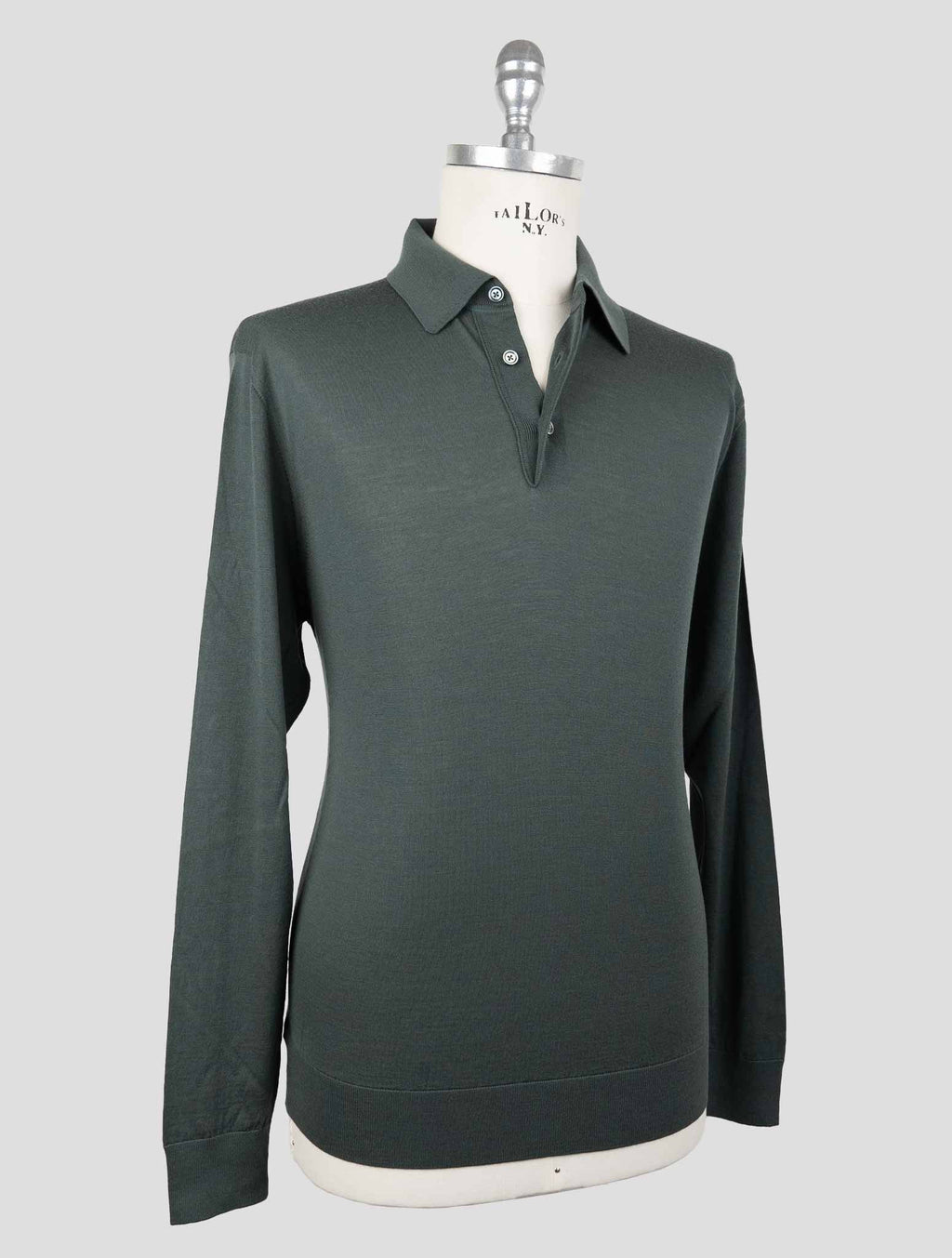 Kiton Green Wool 14 Micron Sweater Polo 2
