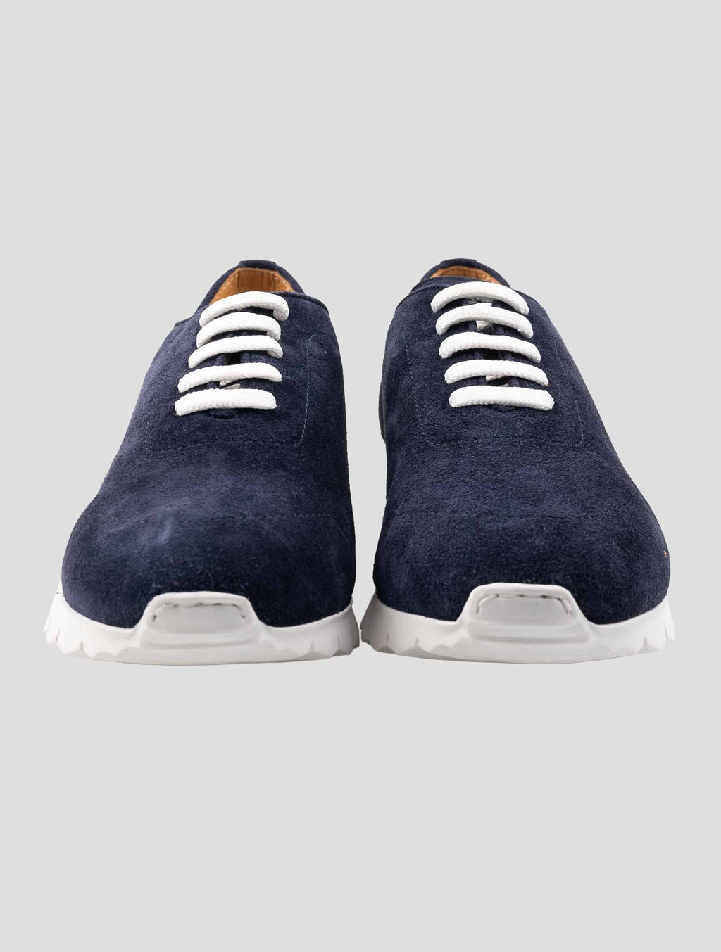 Kiton Blue Leather Suede Sheepskin Fur Sneakers 2