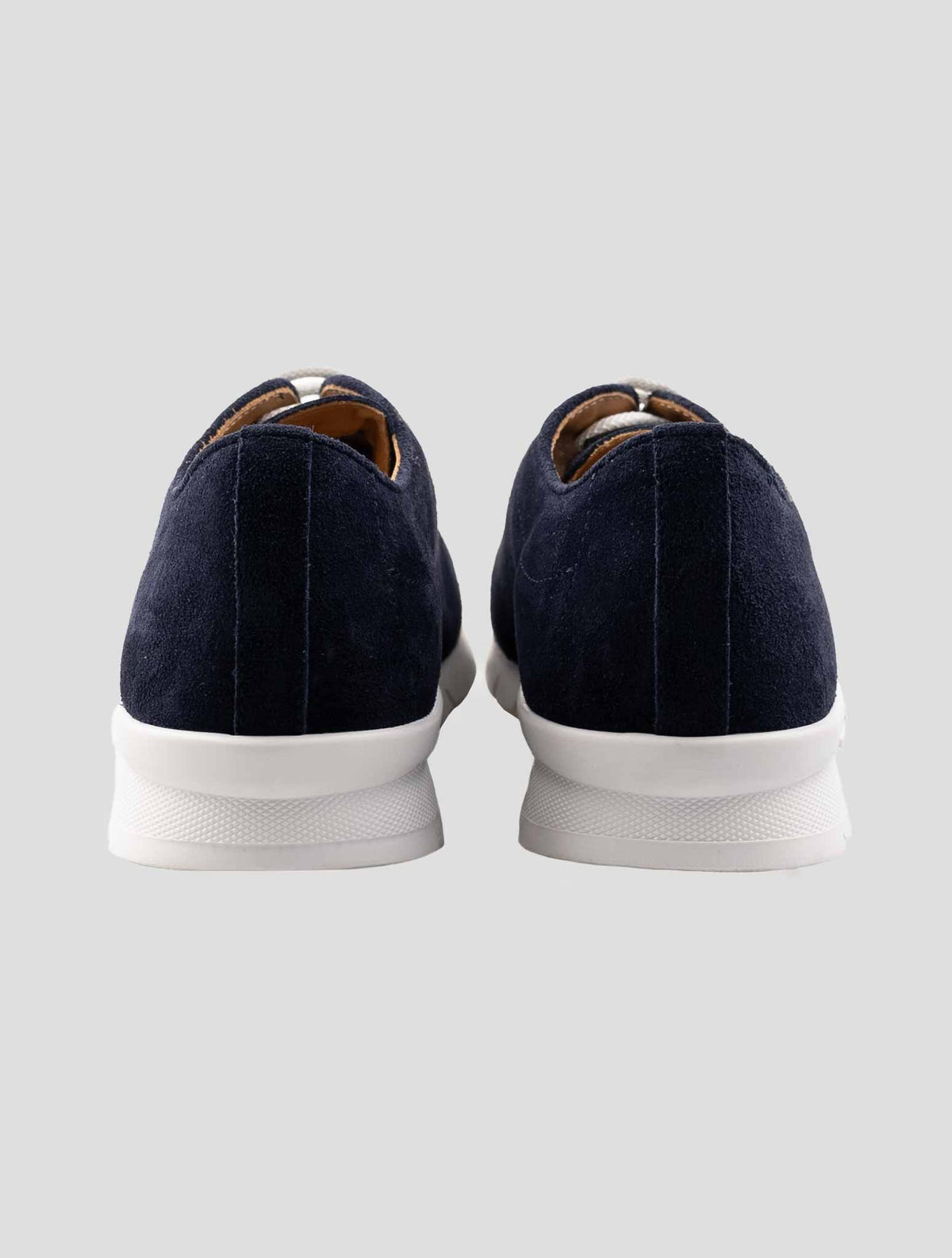 Kiton Blue Leather Suede Sheepskin Fur Sneakers 3
