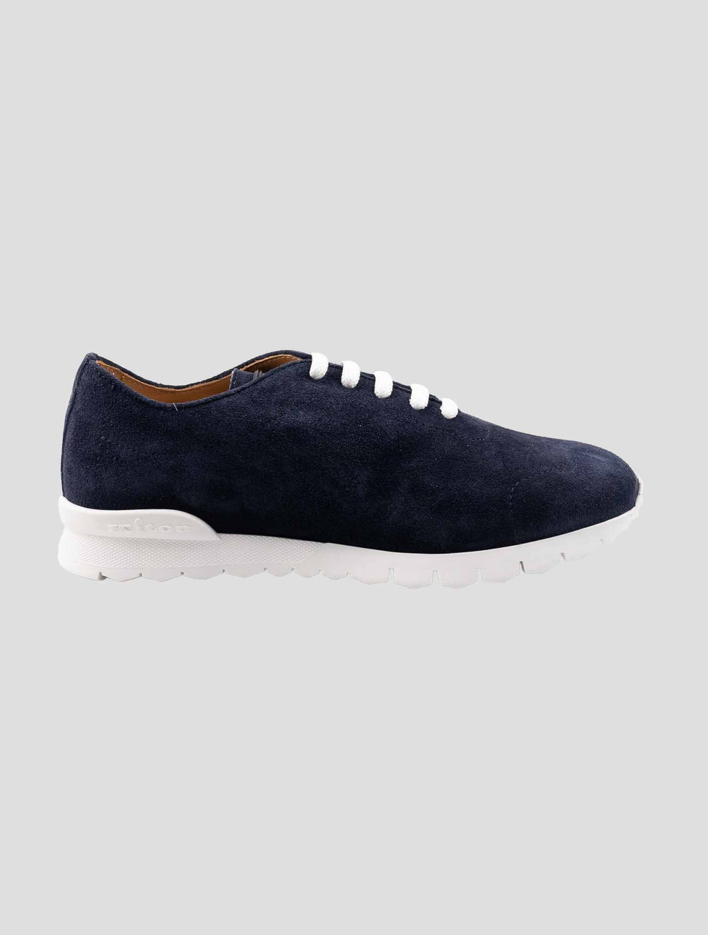 Kiton Blue Leather Suede Sheepskin Fur Sneakers 4
