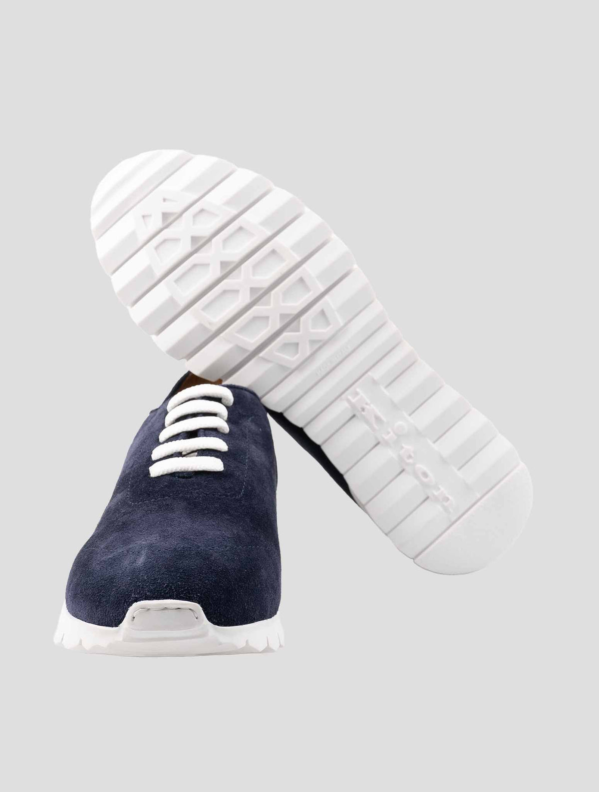Kiton Blue Leather Suede Sheepskin Fur Sneakers 5