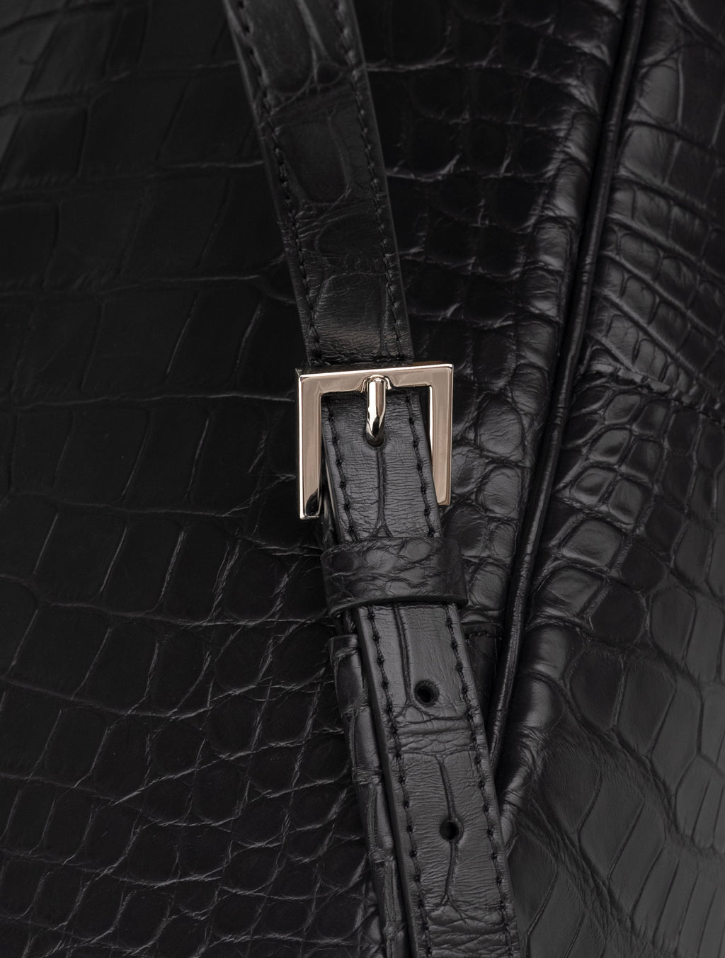 Kiton Black Leather Crocodile Backpack 6