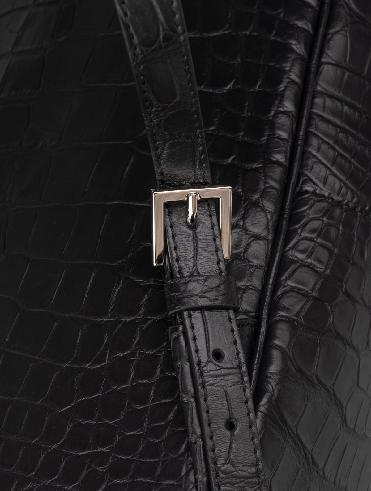 Kiton Black Leather Crocodile Backpack 6