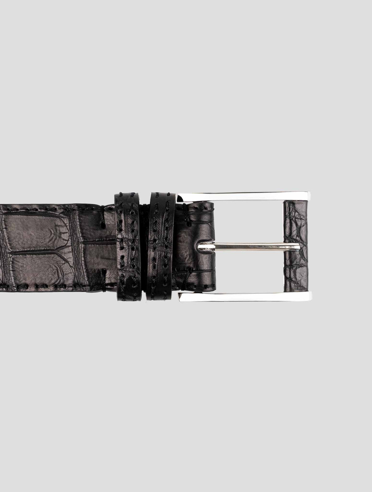 Kiton Black Leather Crocodile Belt 2