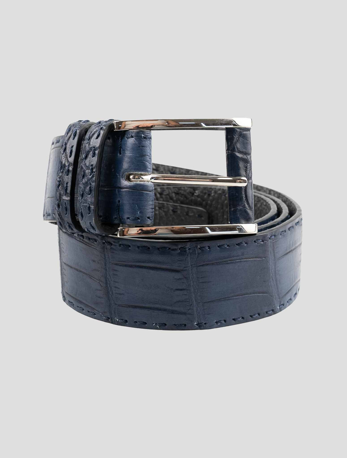Kiton Blue Leather Crocodile Belt 1