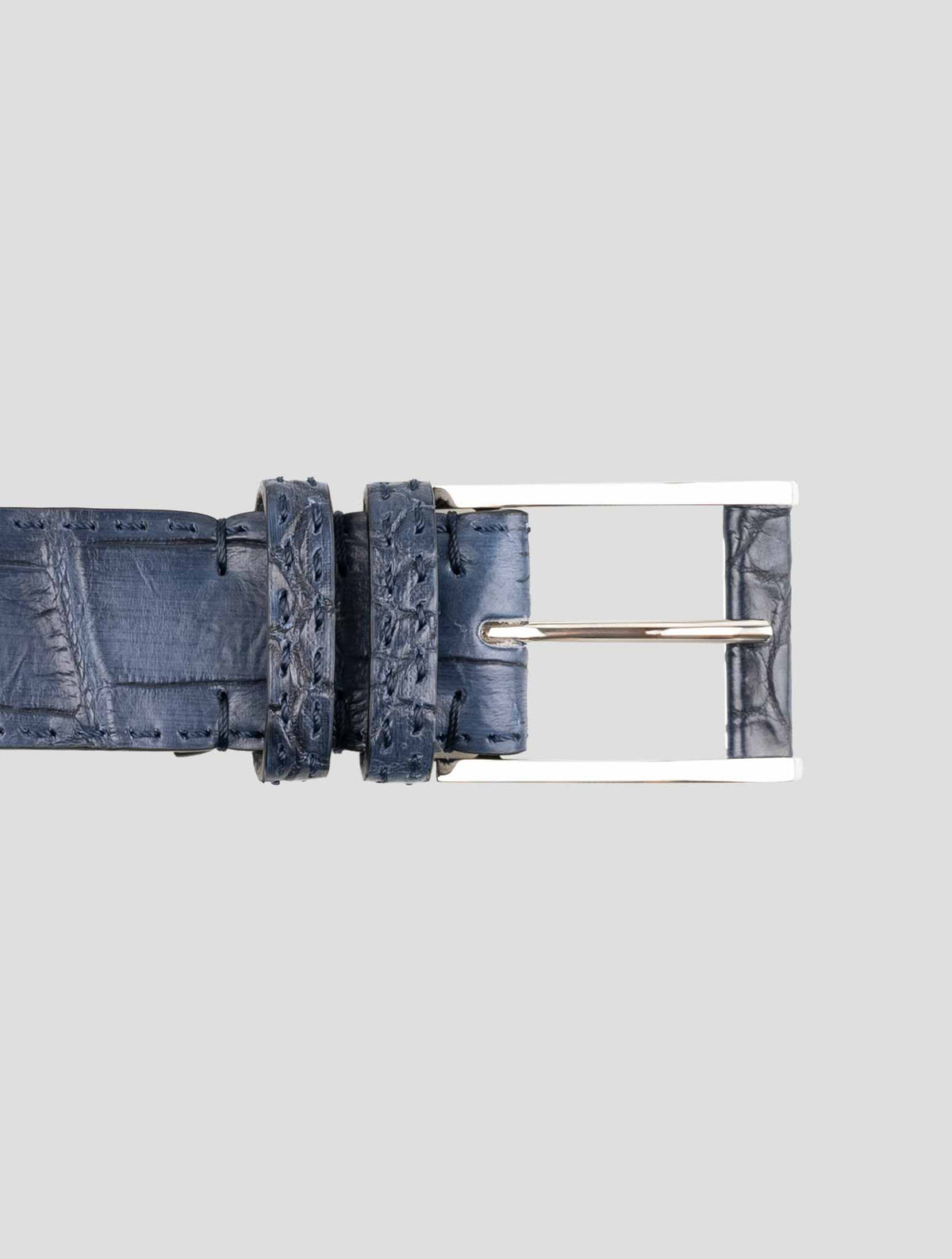 Kiton Blue Leather Crocodile Belt 2