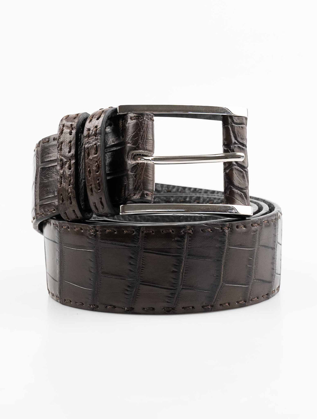 Kiton Brown Leather Crocodile Belt 1