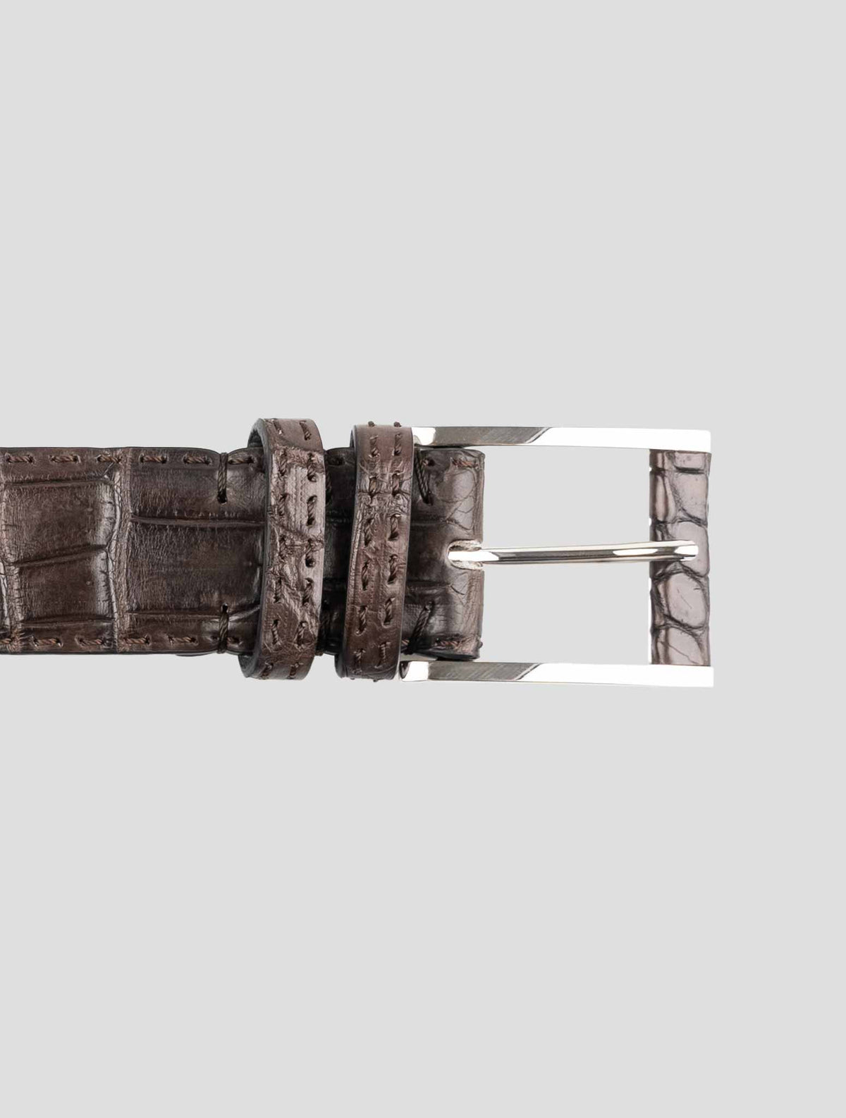 Kiton Brown Leather Crocodile Belt 2