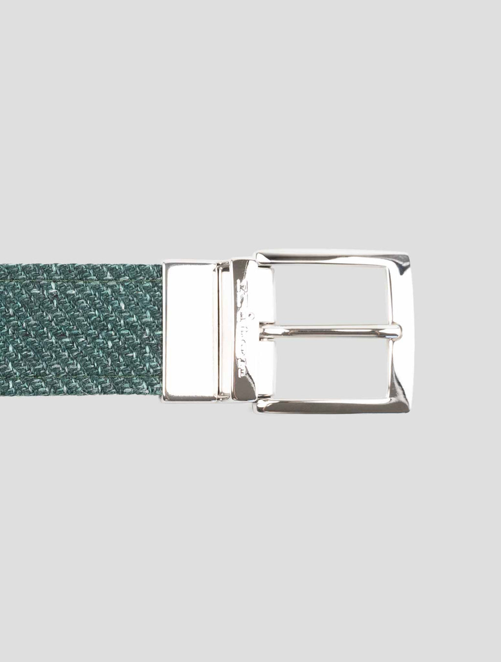 Kiton Green Brown Leather Cashmere Virgin Wool Silk Linen Belt 2