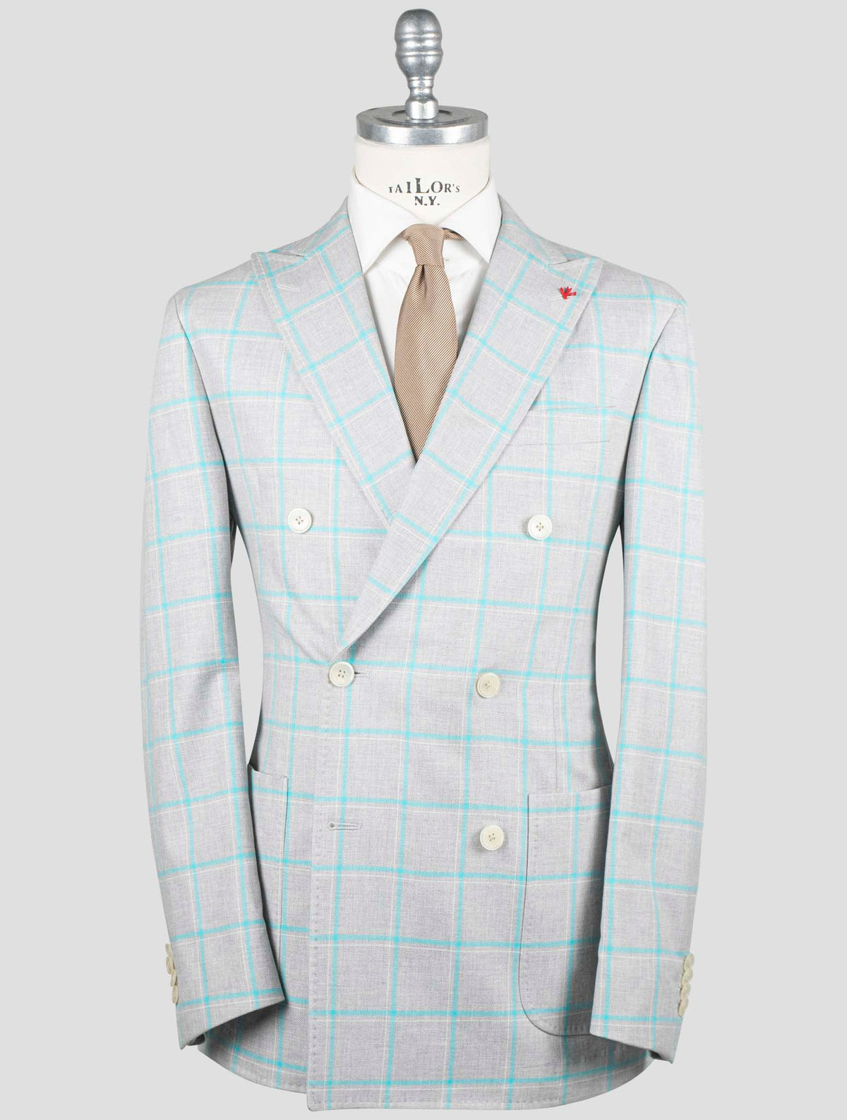 Isaia Gray Light Blue Cotton Blazer 1