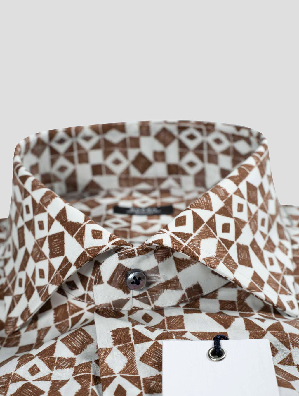 Barba Napoli Brown White Lyocell Cotton Shirt 2