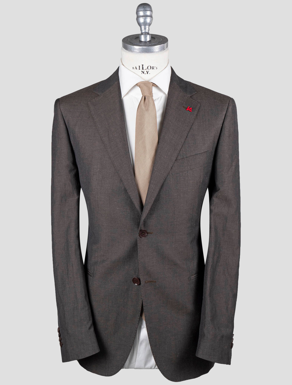 Isaia Brown Wool Linen Suit 1
