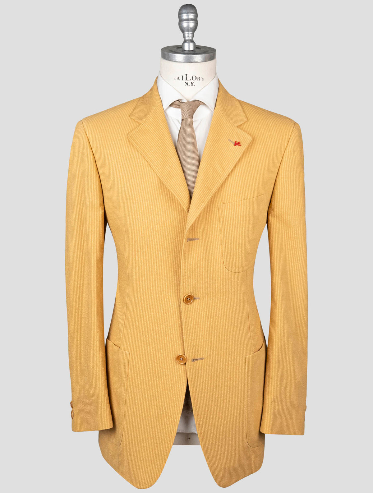 Isaia Beige Cotton Wool Nyoln Silk Blazer 1