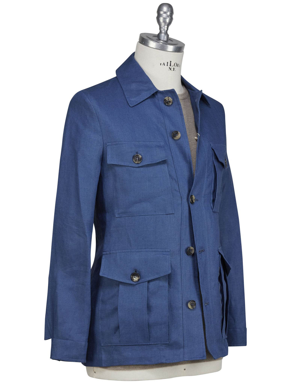 Luigi Borrelli Blue Linen Coat 2