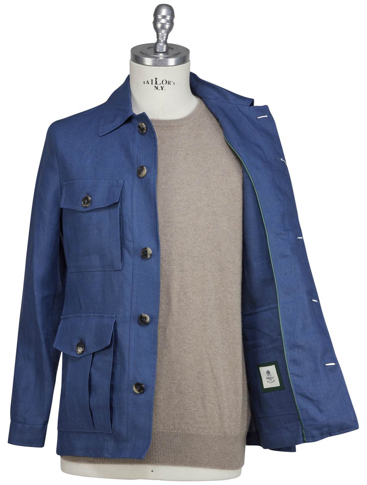 Luigi Borrelli Blue Linen Coat 3