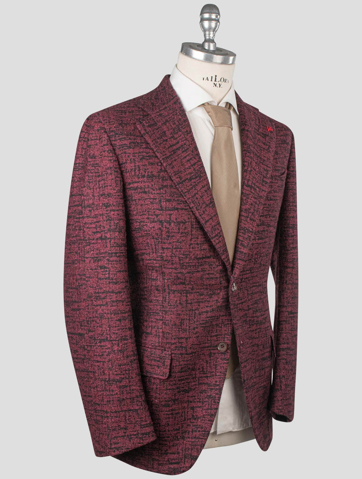 Isaia Burgundy Wool Silk Camel Blazer 2