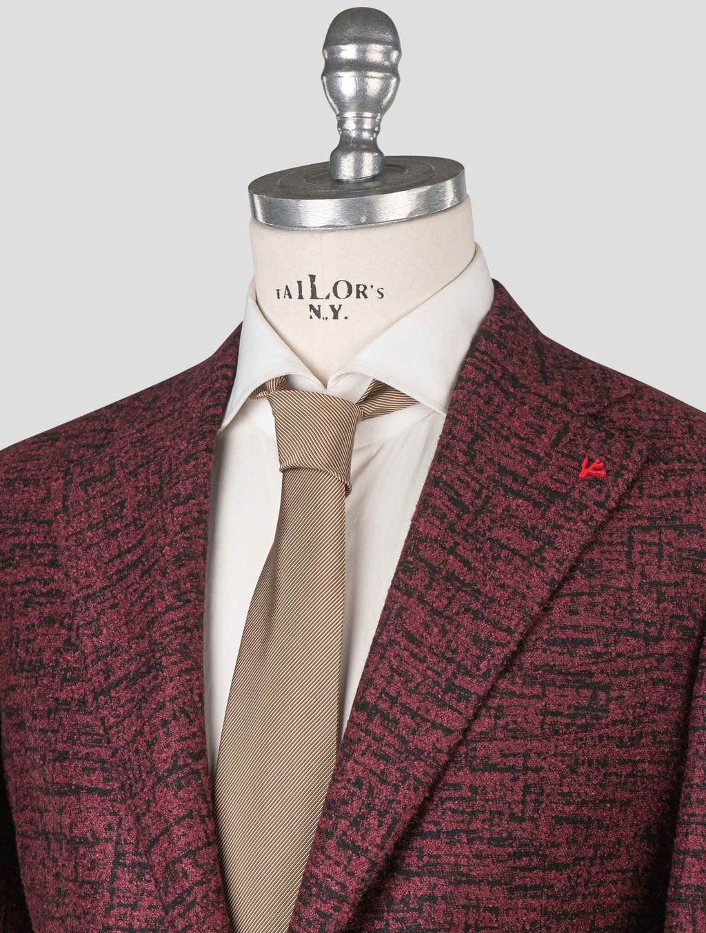 Isaia Burgundy Wool Silk Camel Blazer 3