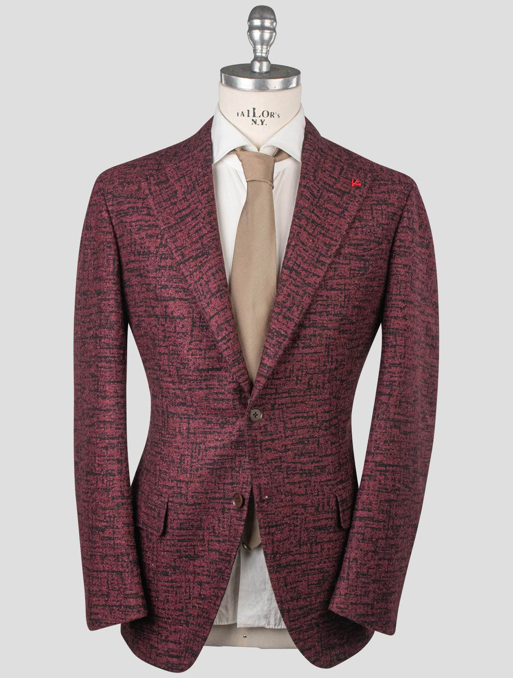 Isaia Burgundy Wool Silk Camel Blazer 6