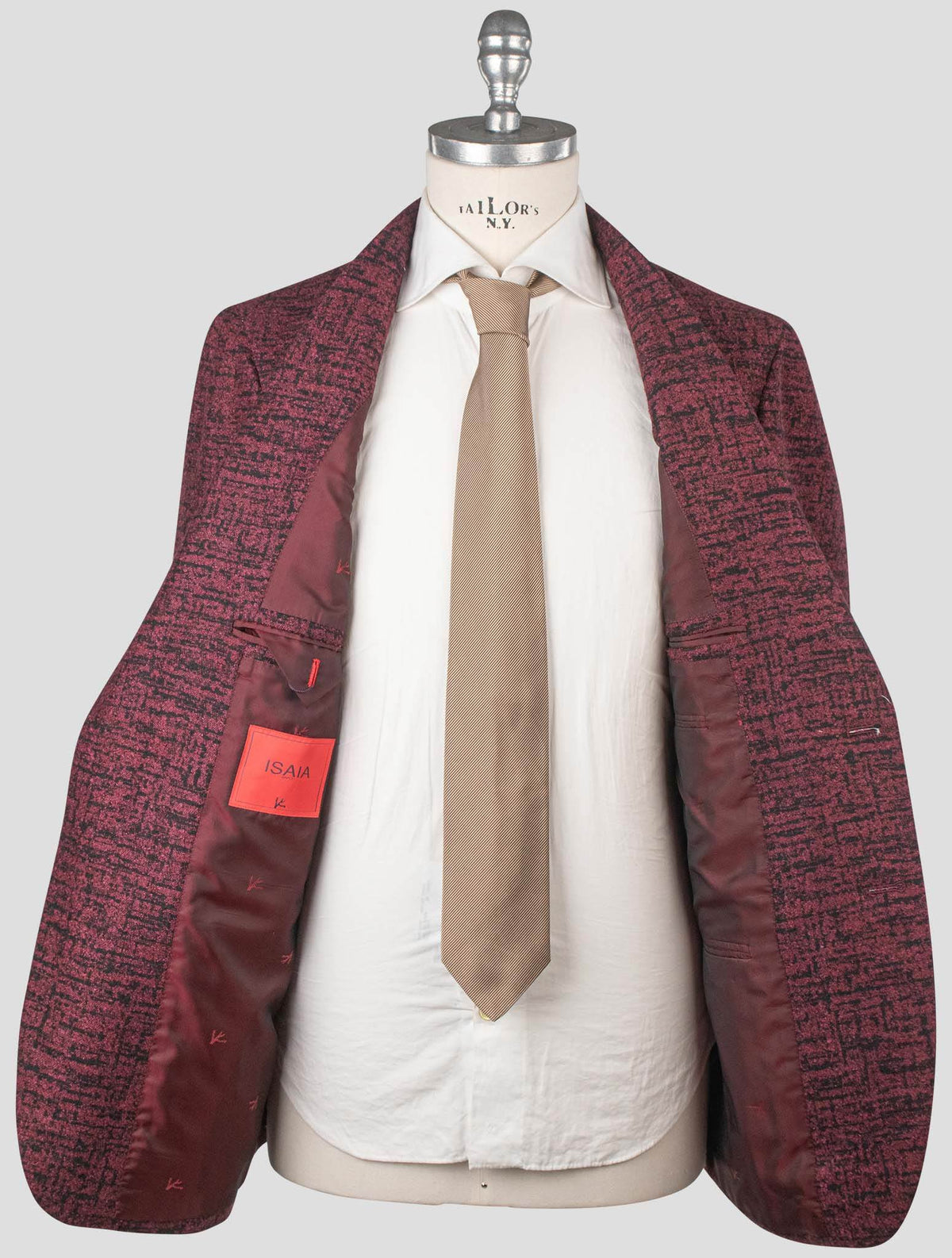 Isaia Burgundy Wool Silk Camel Blazer 7