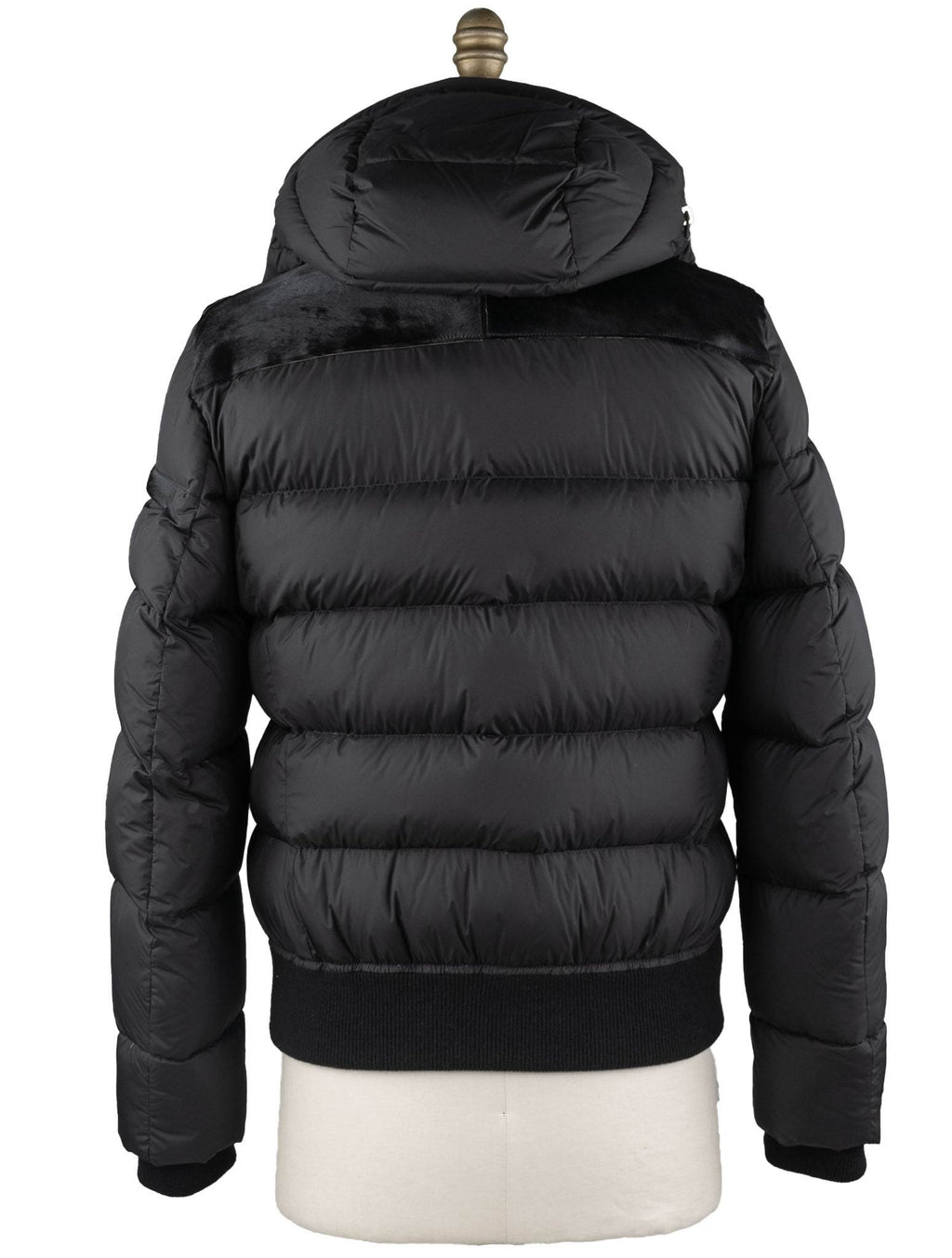 MooRER Black Leather Bos Taurus Sheepskin Collar Coat 3