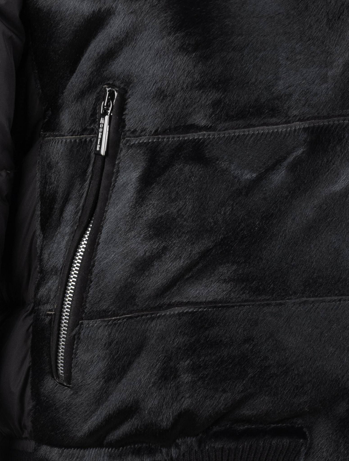 MooRER Black Leather Bos Taurus Sheepskin Collar Coat 4
