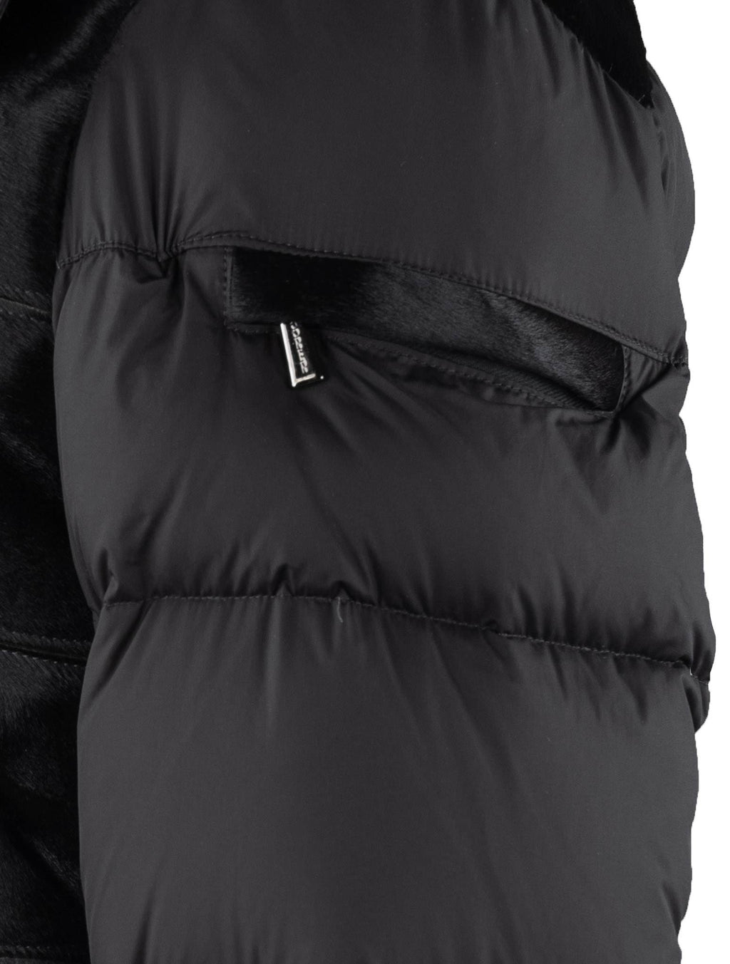 MooRER Black Leather Bos Taurus Sheepskin Collar Coat 6