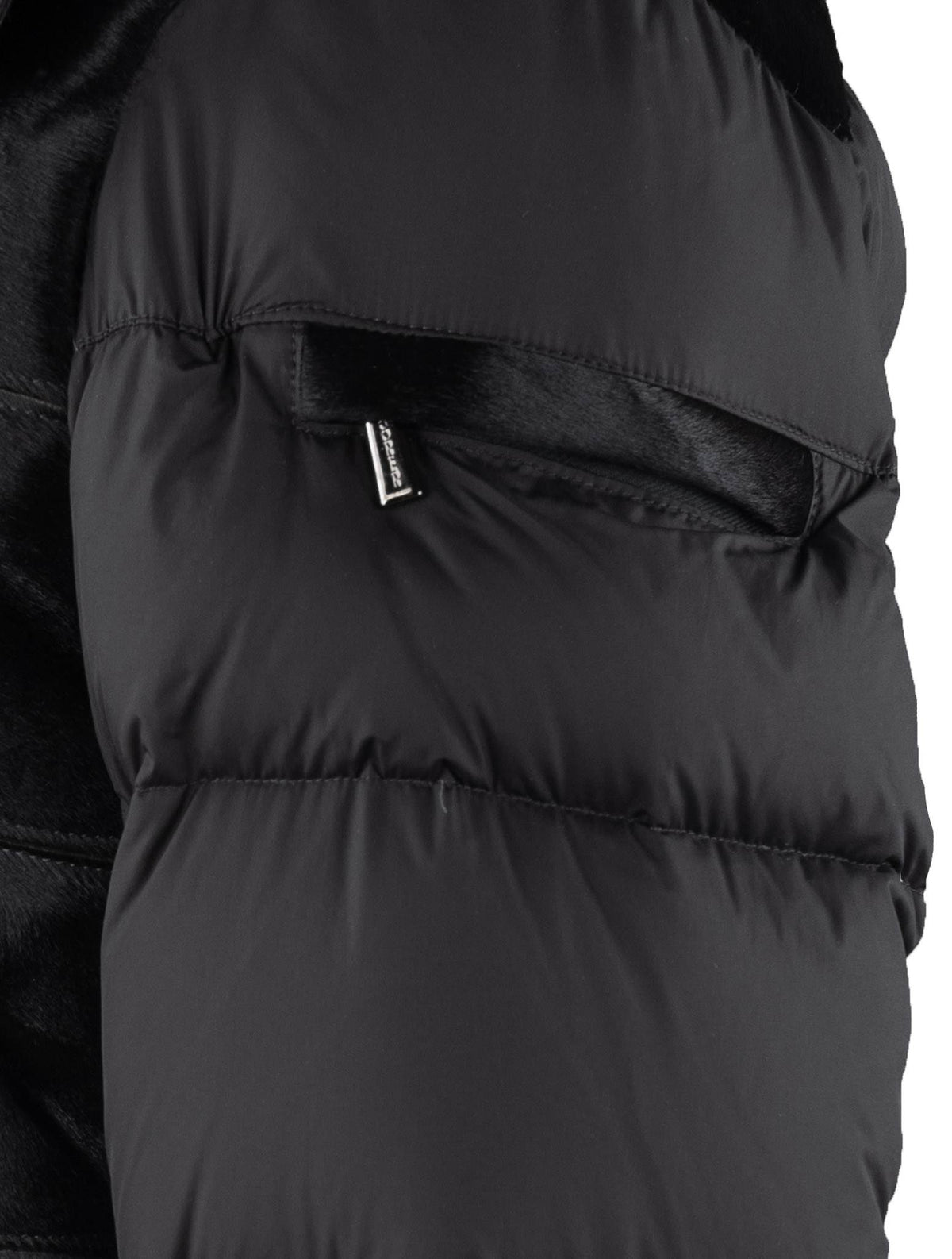 MooRER Black Leather Bos Taurus Sheepskin Collar Coat 6