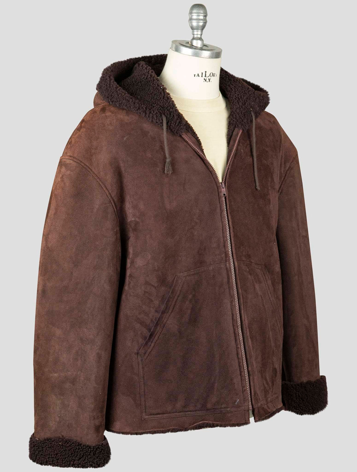 Kayne West Burgundy Shearling Coat Season 5 2