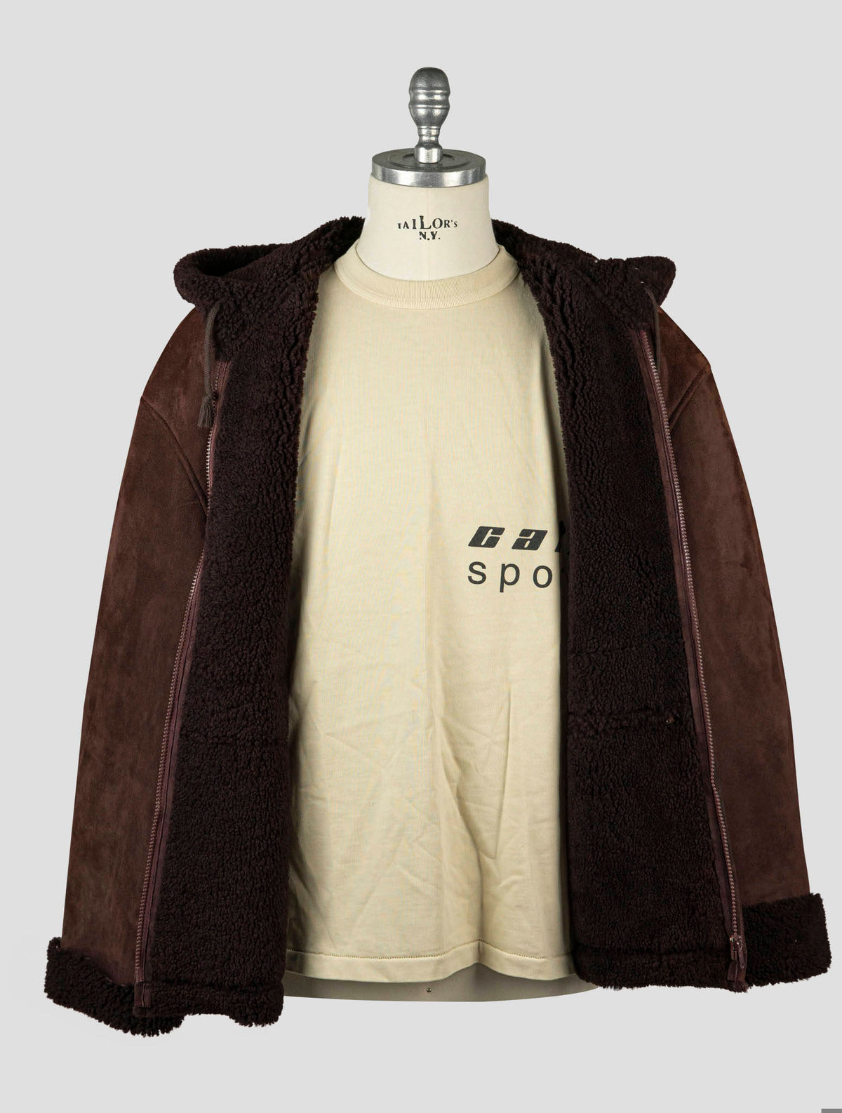 Kayne West Burgundy Shearling Coat Season 5 5
