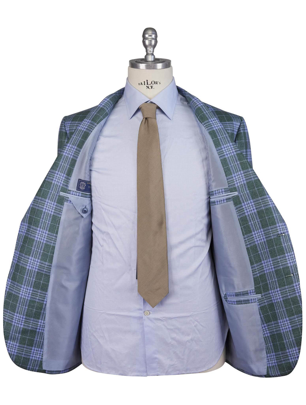 Cesare Attolini Green Light Blue Cashmere Silk Blazer 4