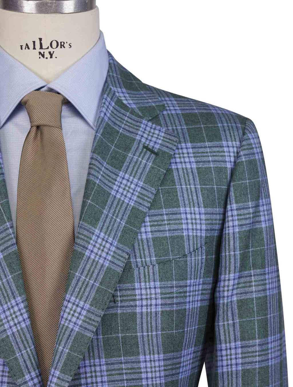 Cesare Attolini Green Light Blue Cashmere Silk Blazer 7