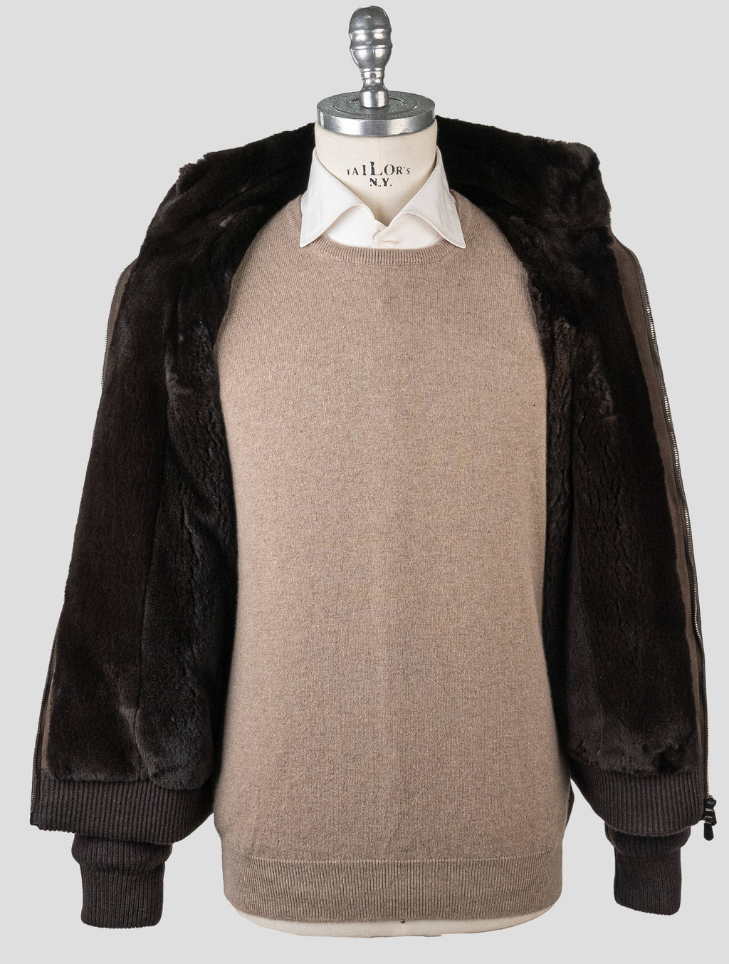 Cesare Attolini Dark Brown Cashmere Mink Fur Coat ACY8 5